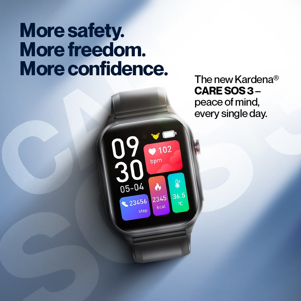 Kardena CARE SOS 3 – 2026 SOS Smartwatchatch with 4G Emergency Call, Fall Detection & GPS